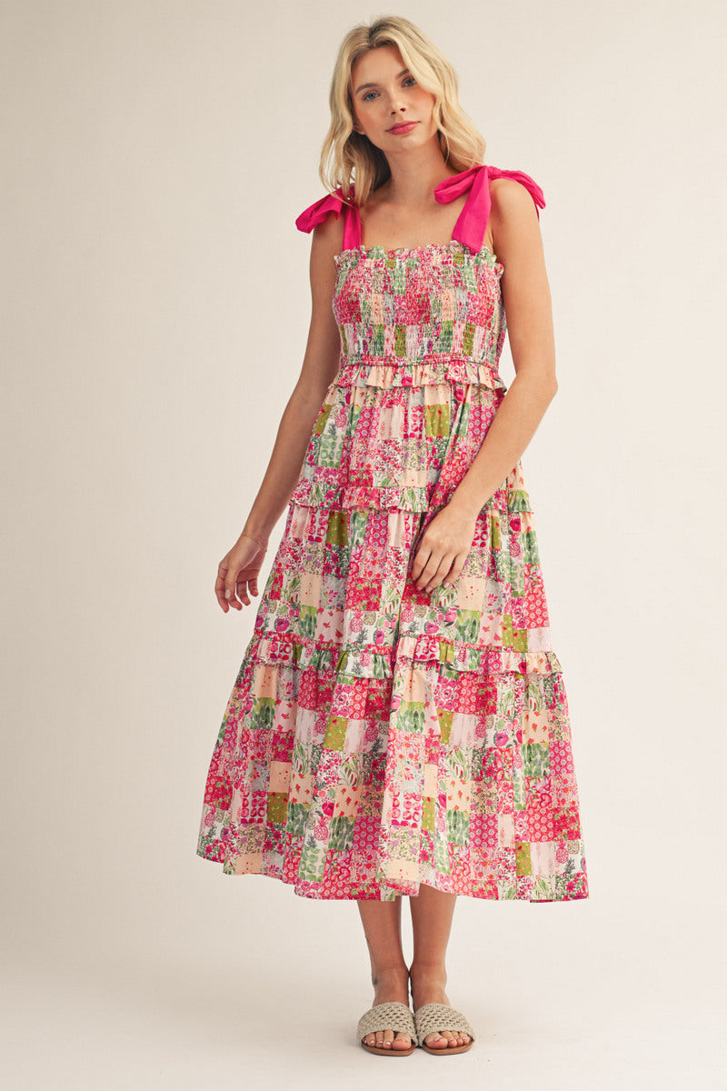 G15778 Patchwork Midi Dress