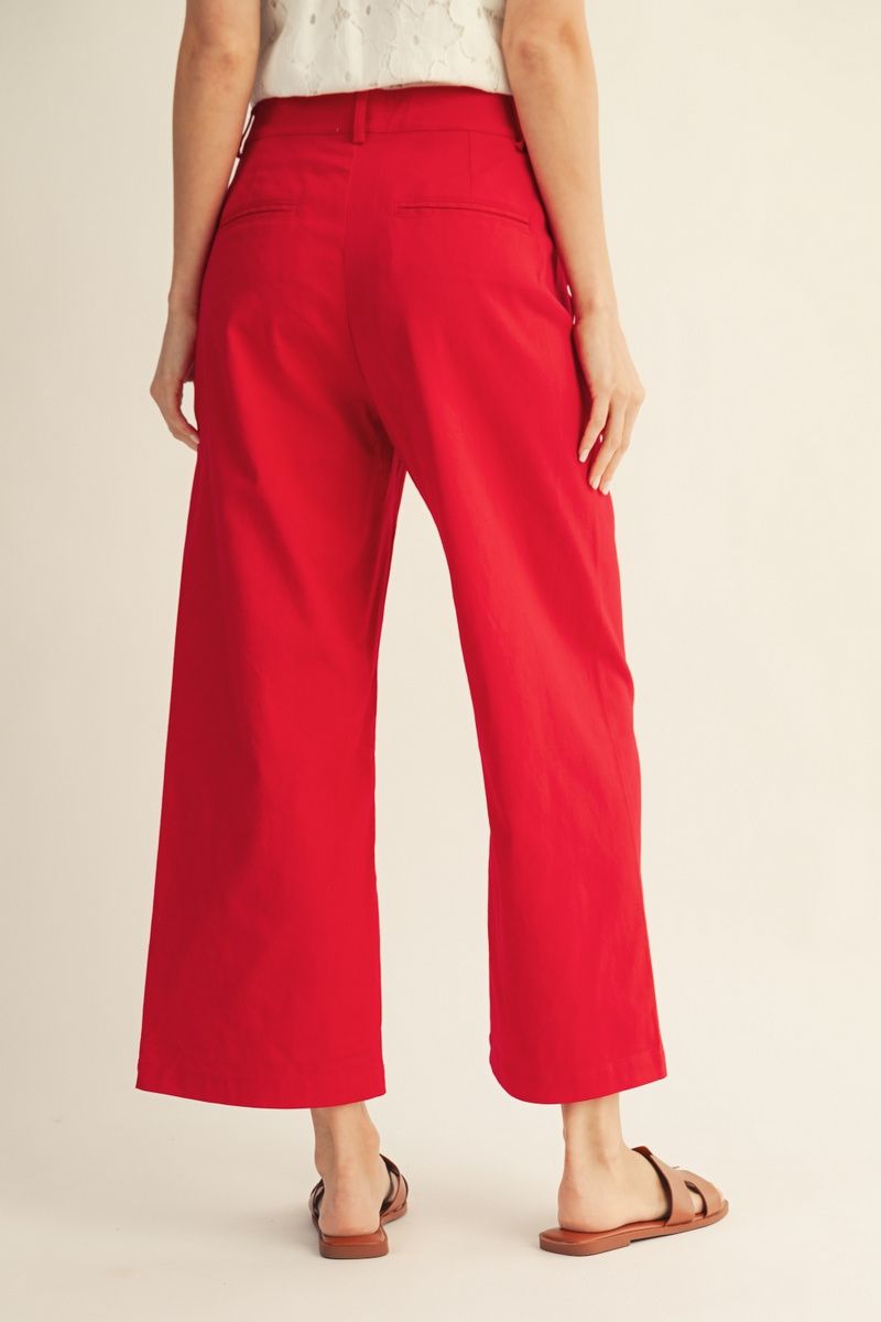 H50021 Scallop Pocket Detail Wide Leg Pants