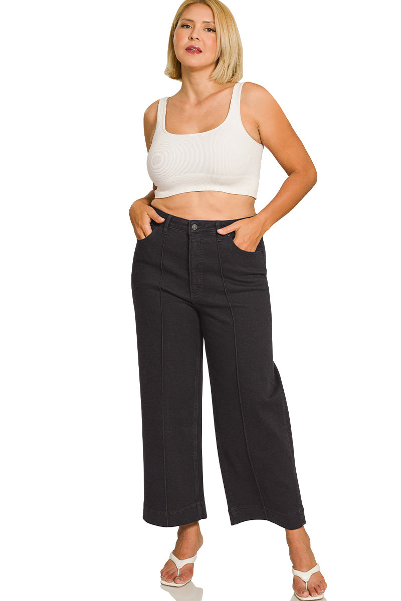 DYP-9558BBX Curvy Wide Leg Pintuck Jeans