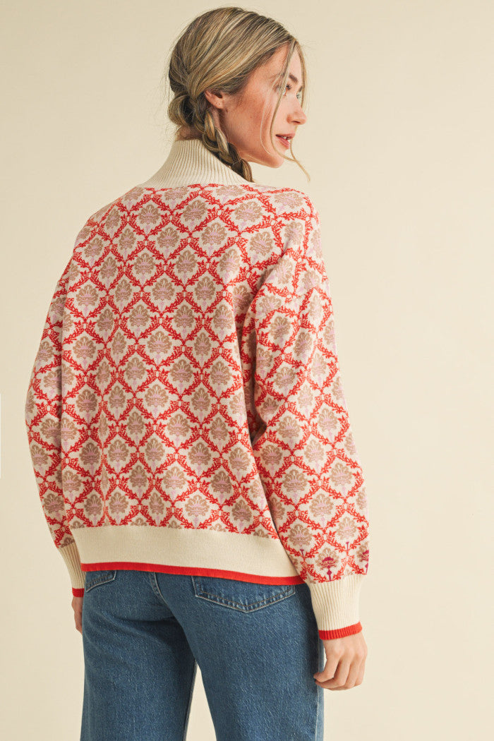 MSW10829 Floral Half Zip Pullover
