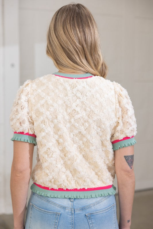36500 Floral Textured Lace Top