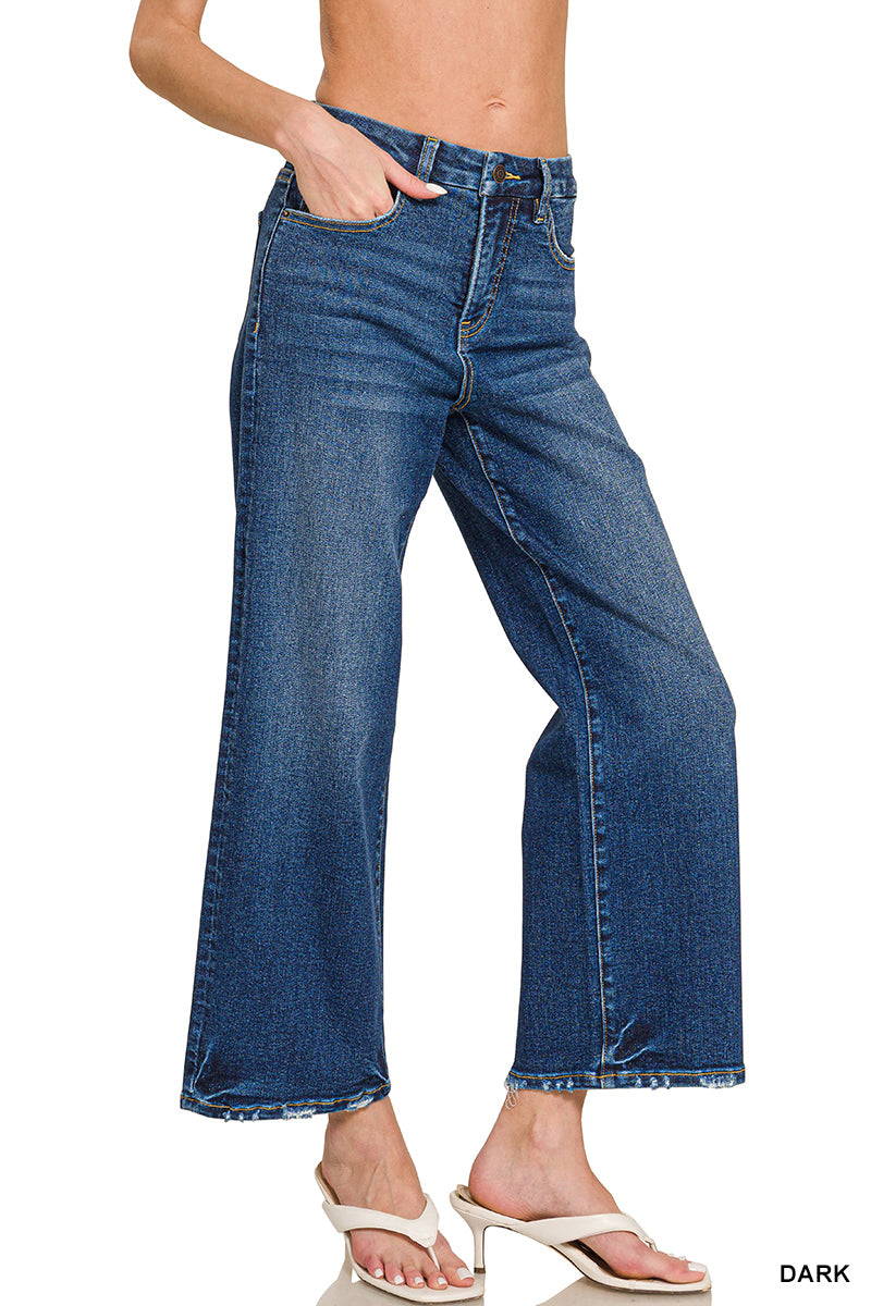 DYP-9556DD Cropped Wide Leg Denim Jeans
