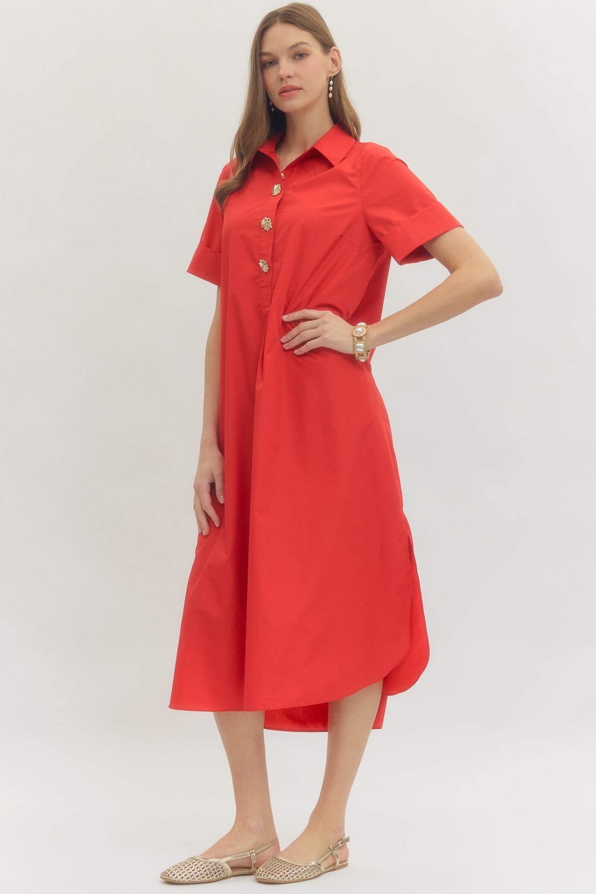 D29516 Solid Midi Dress