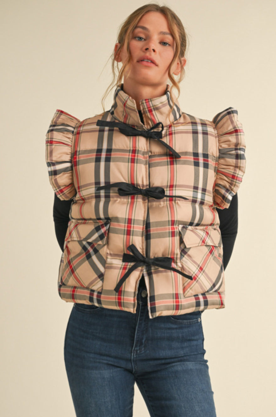 G14040 Plaid Puffer Vest