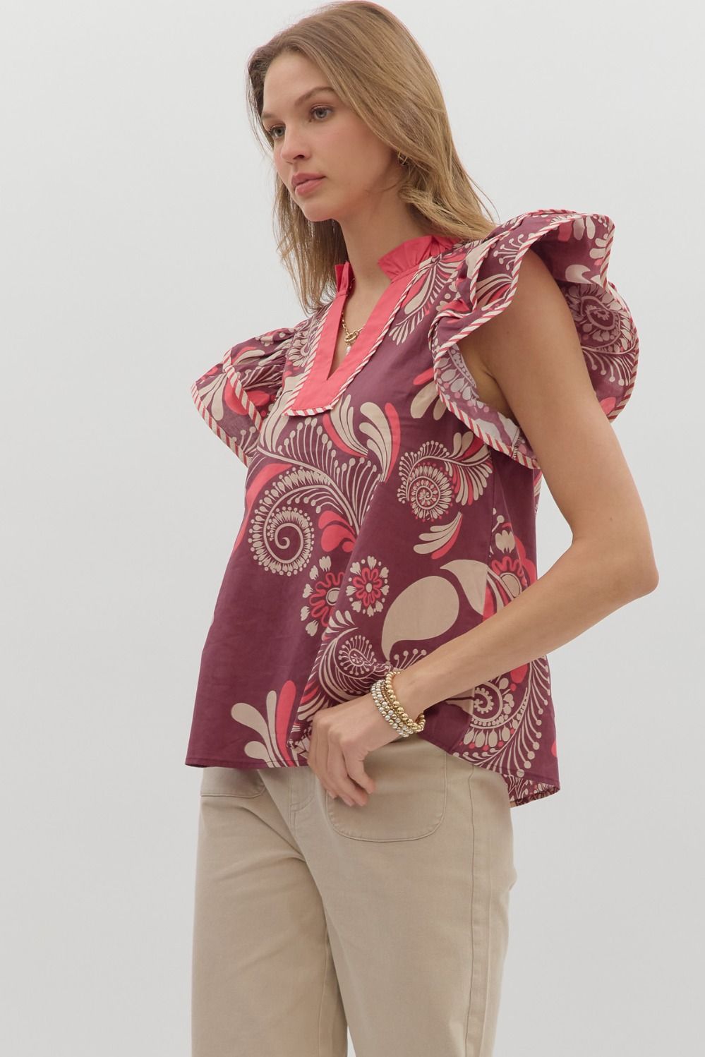 T27145 Paisley Print Top