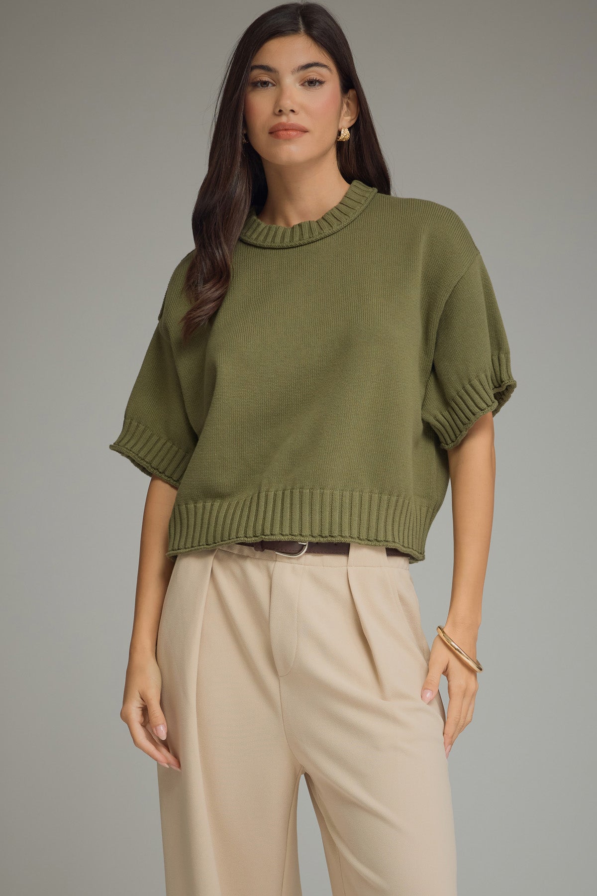 T31979 Solid Sweater Top
