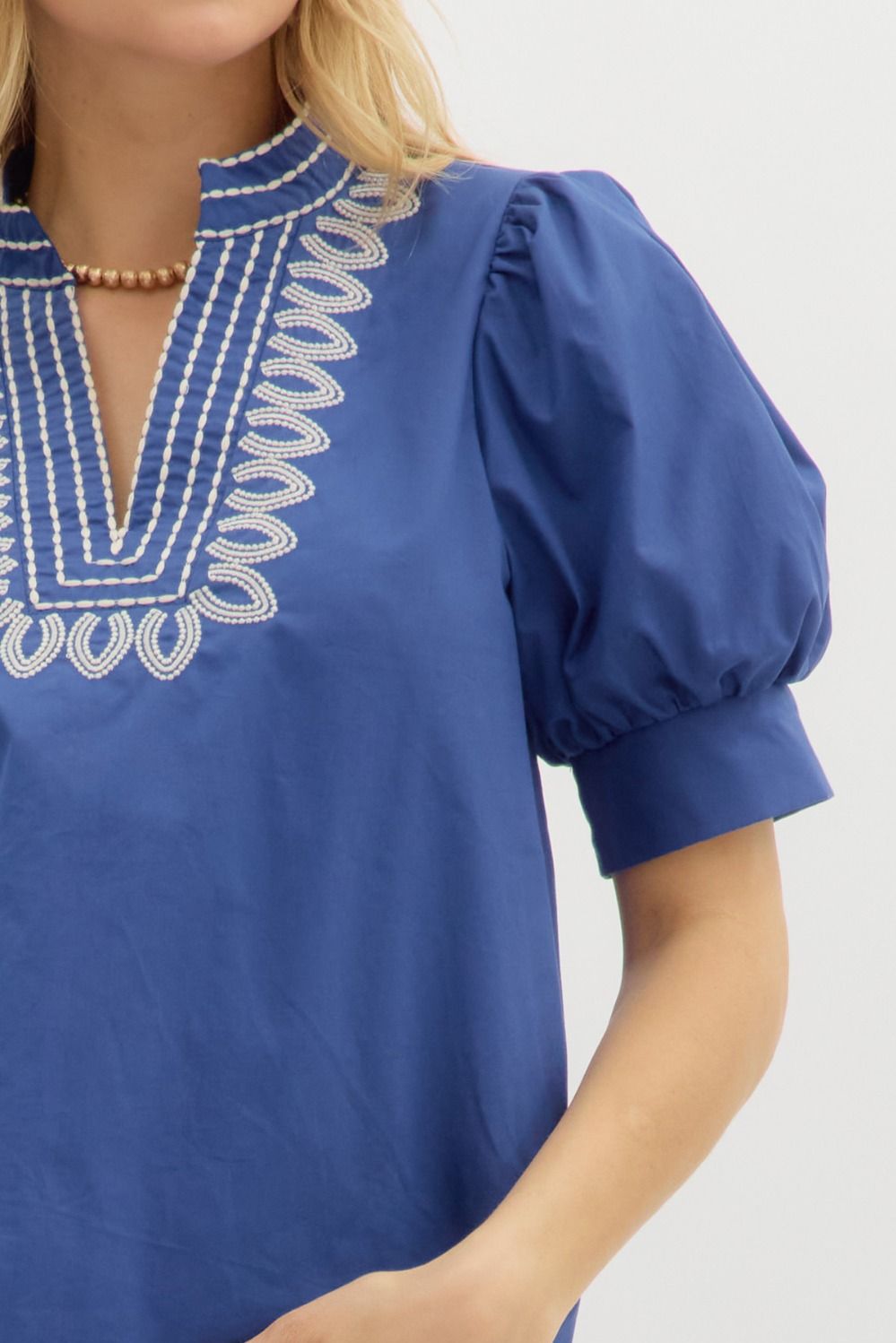 T27464 Solid Puff Sleeve Top