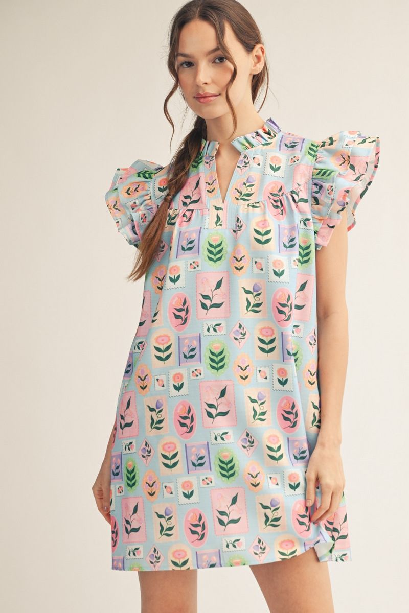 G15722 Floral Shift Dress