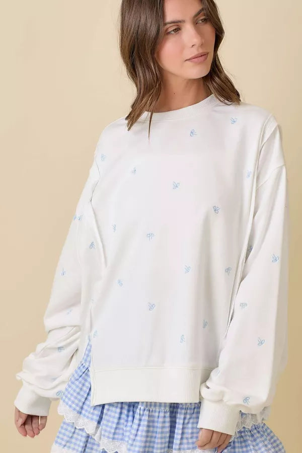 CT34353 Oversized Ribbon Bow Crewneck