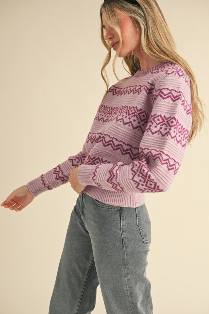 MSW10709 Geometric Striped Sweater