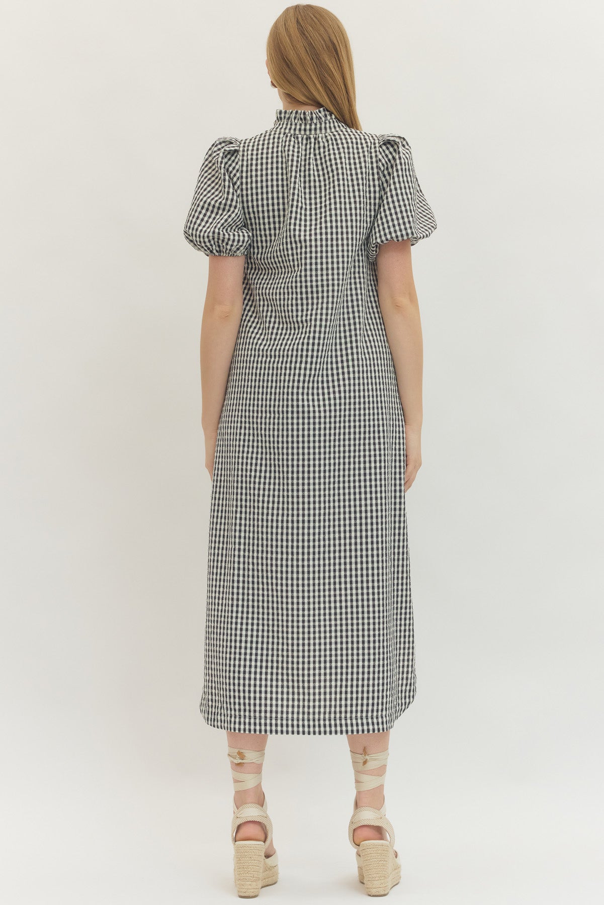D30179 Gingham Midi Dress