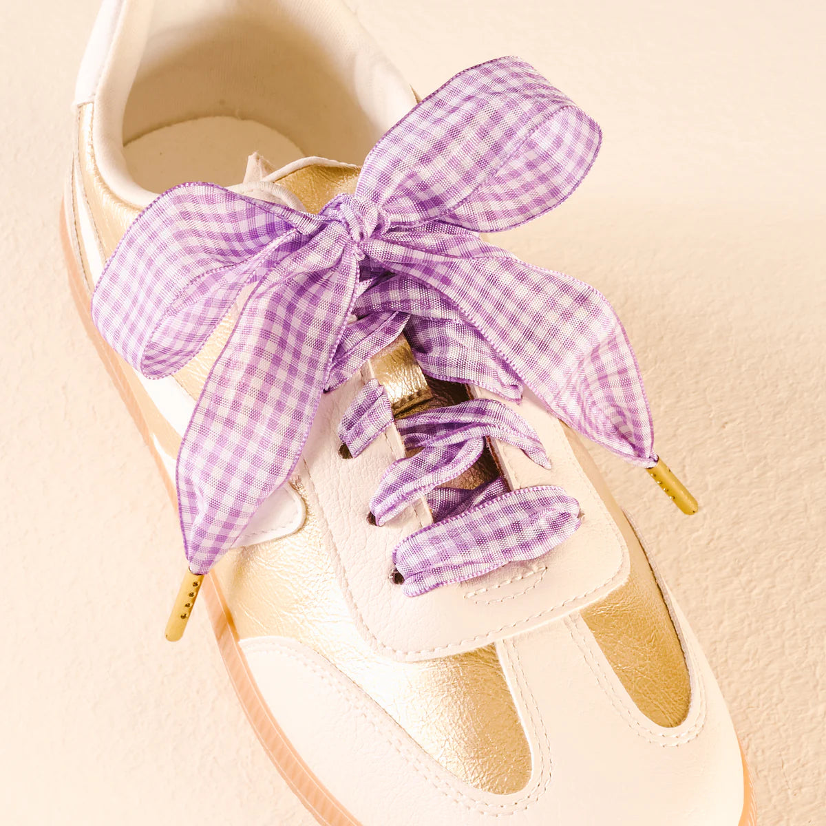 Gingham Purple Step It Up Shoelaces