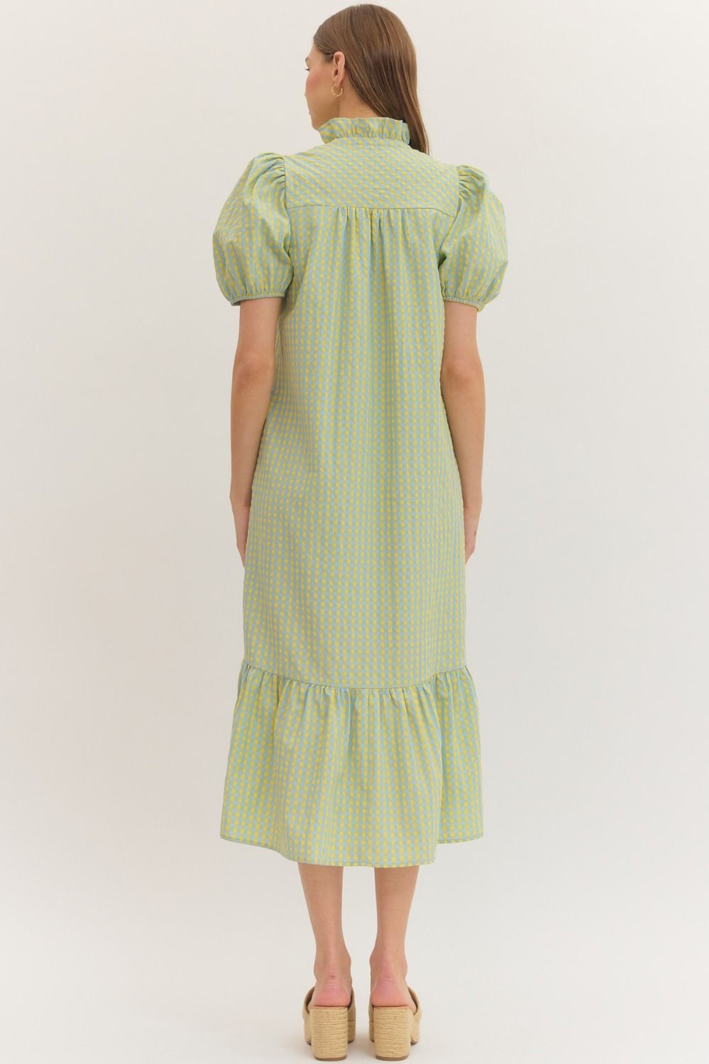 D32038 Gingham Midi Dress