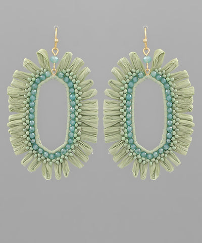 EP48273 Hexagon Shape Raffia Earrings