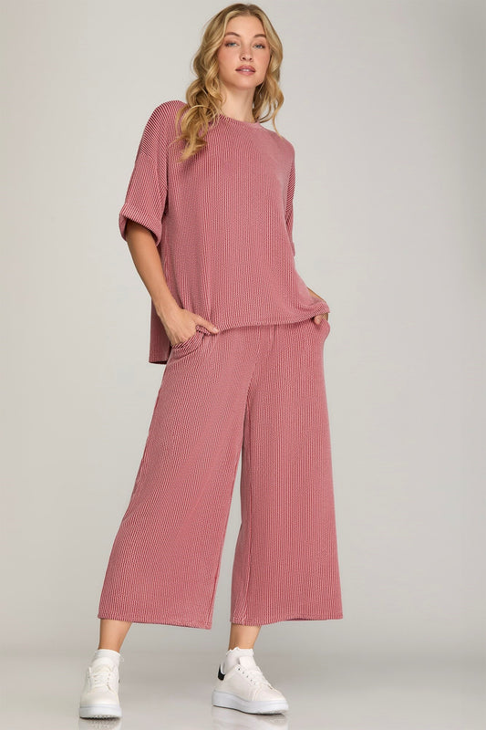 SY7192 Ribbed Pants Set