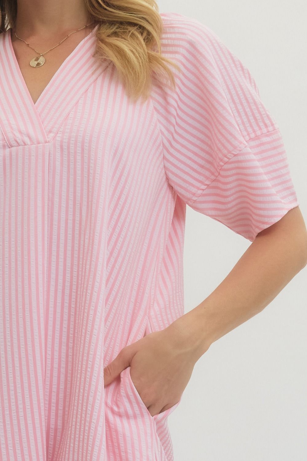 D27553 Stripe Textured Midi Dress