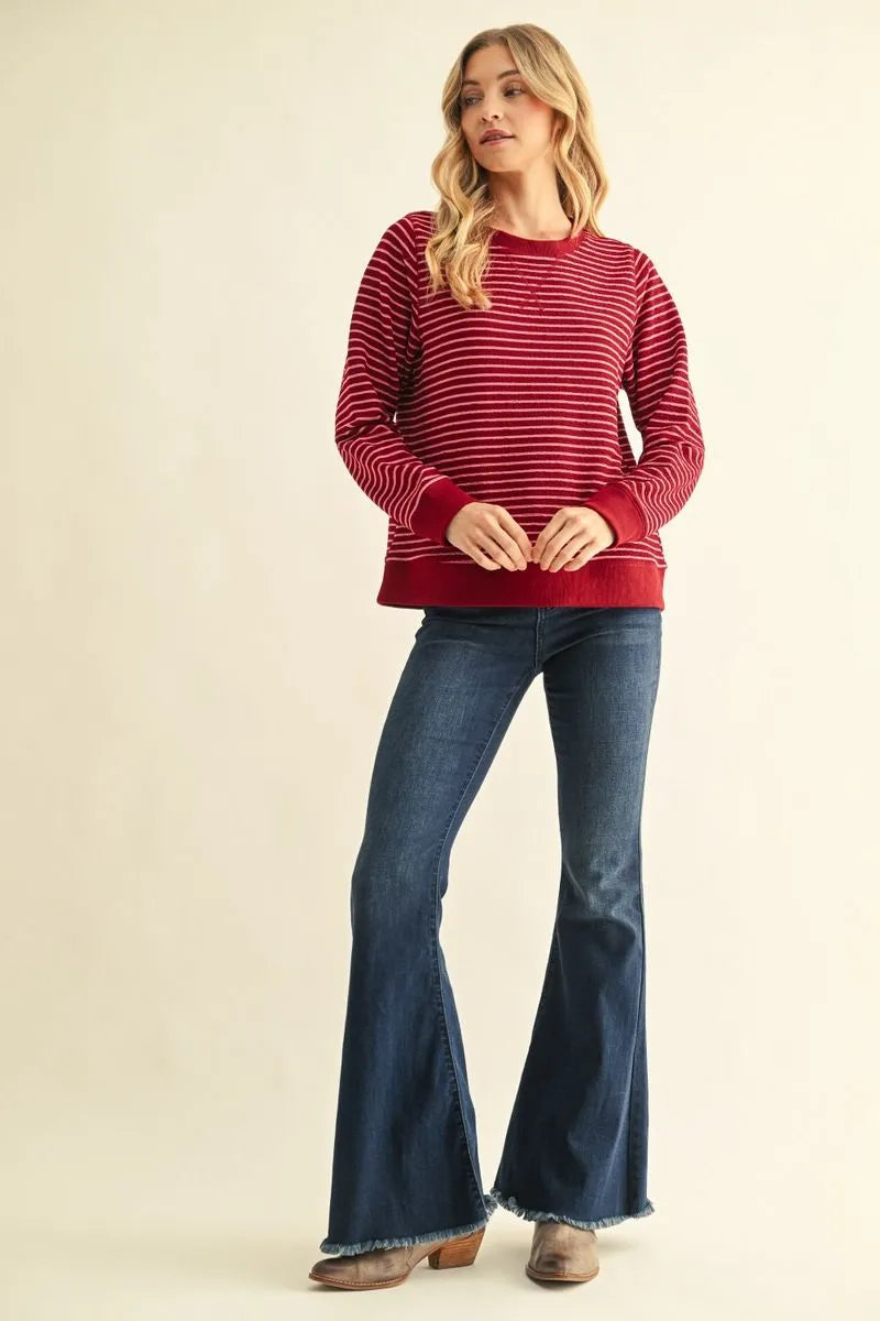 G16178 Textured Stripe Fabric Sweatshirt