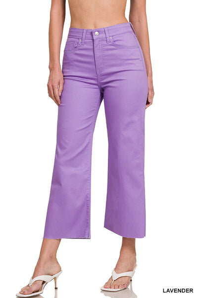 DOP1617A High Rise Flare Cropped Colored Pants