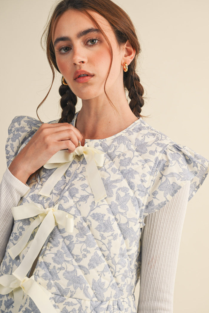 MJK4427 Floral Quilted Vest