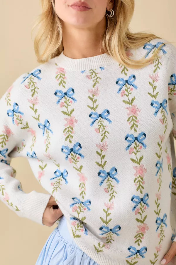 CL21006 Coquette Ribbon Bow Sweater