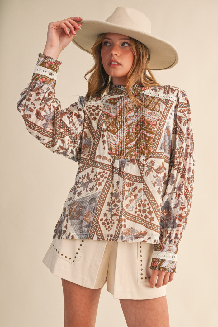 MTP4144 Patchwork Print Top