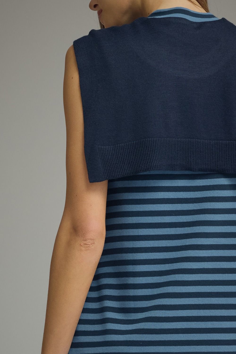 D32703 Sweater Overlay Detail Mini Dress