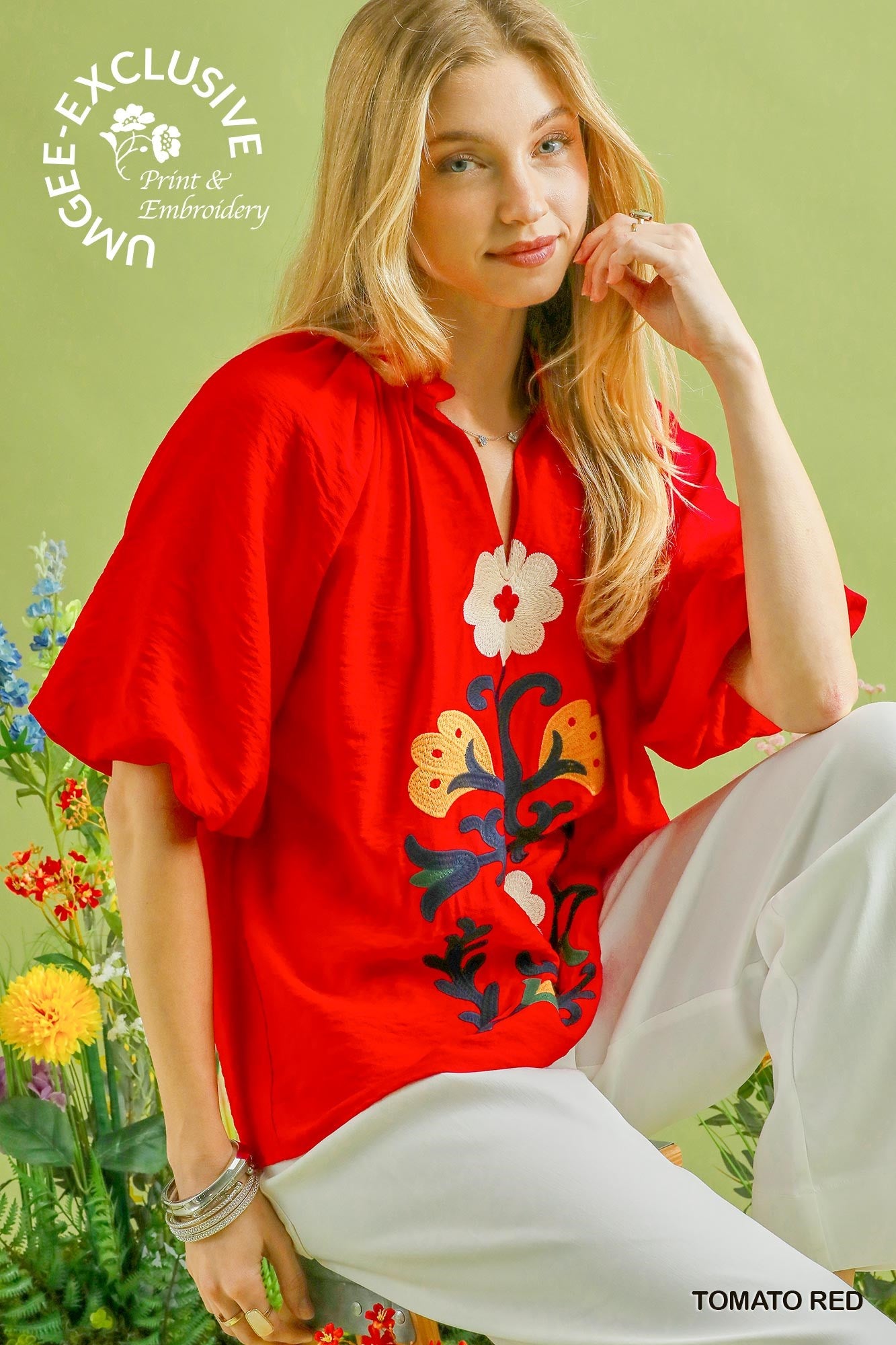 C5754 Embroidered Boho Top