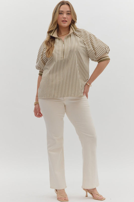 T28130P Curvy Stripe Pattern Top