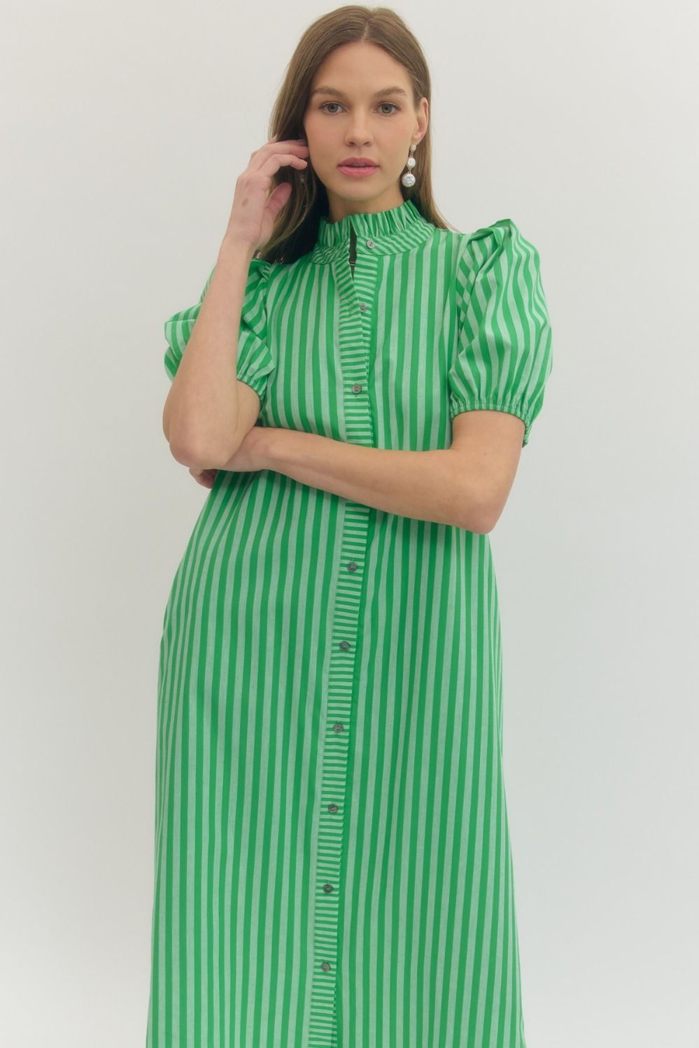 D27601 Stripe Print Midi Dress