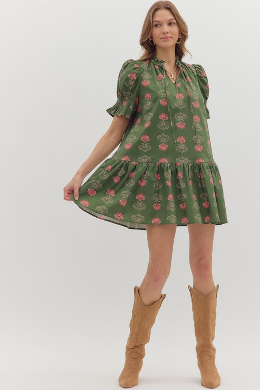 D26288 Floral Print Mini Dress