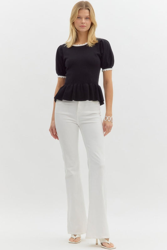 T26210 Solid Peplum Top