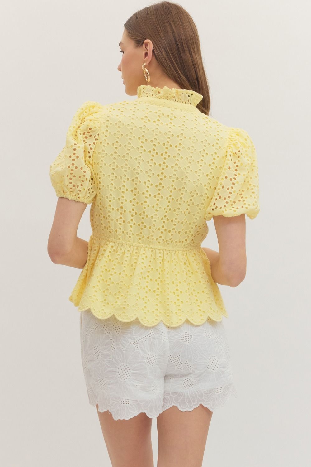 T30420 Short Sleeve Eyelet Top