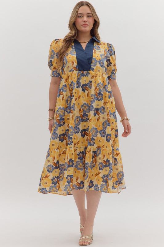 D27476P Curvy Floral Print Dress