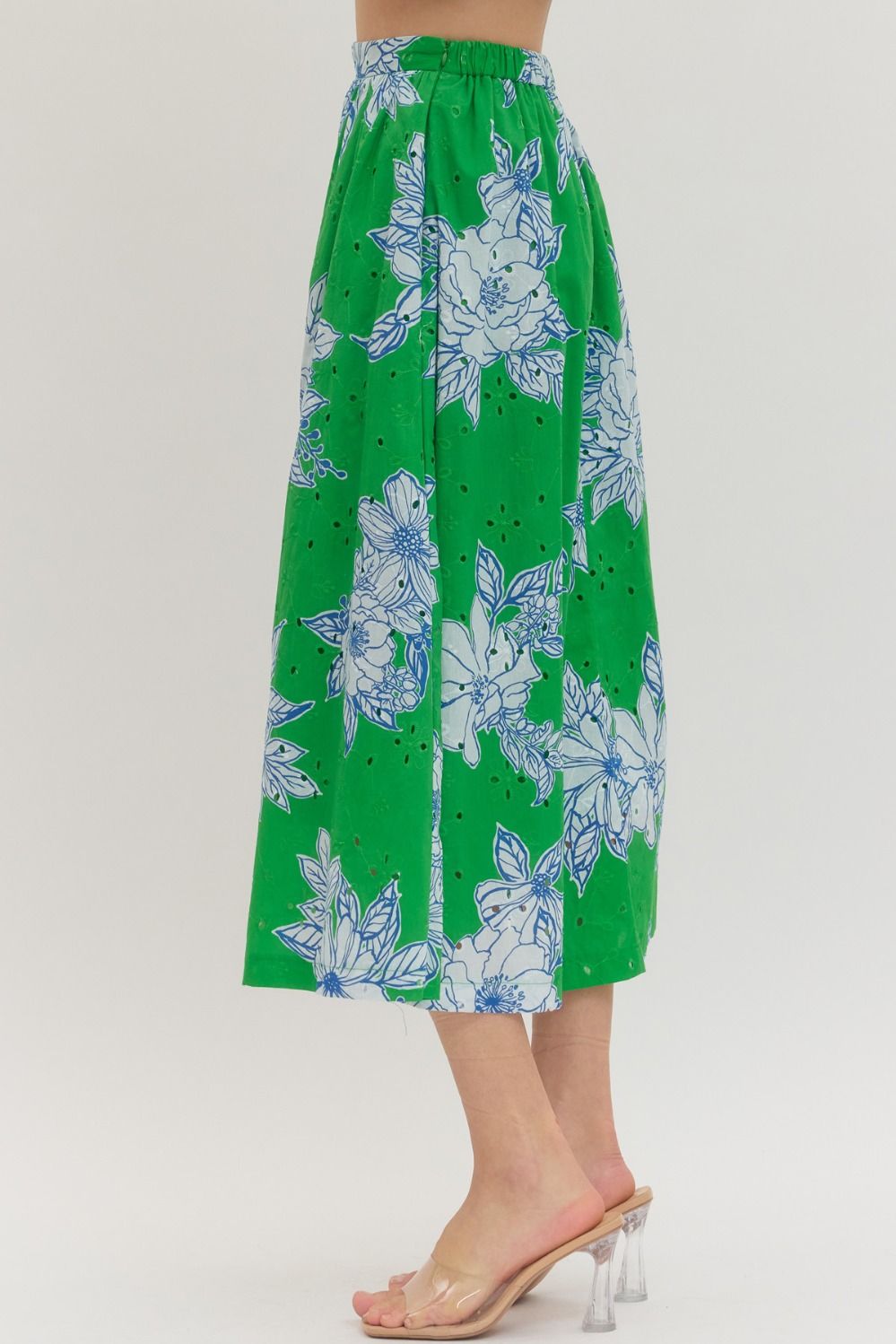 S30833 Botanical Print Midi Skirt