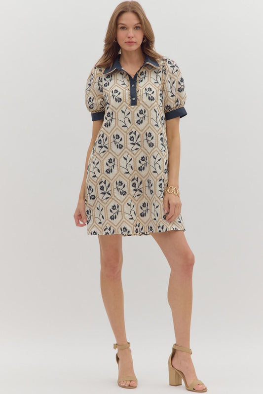D28205 Floral Embroidered Mini Dress