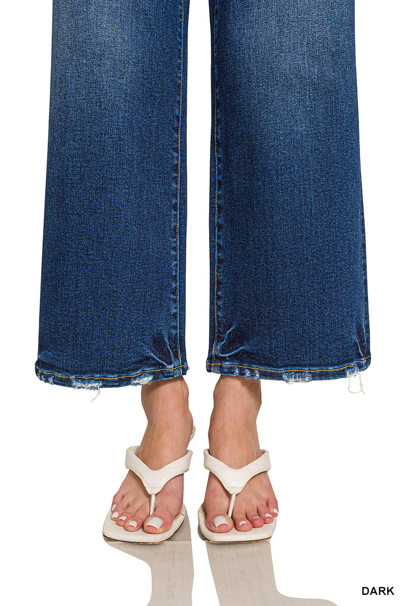 DYP-9556DD Cropped Wide Leg Denim Jeans