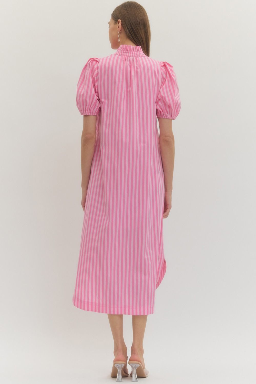 D27601 Stripe Print Midi Dress