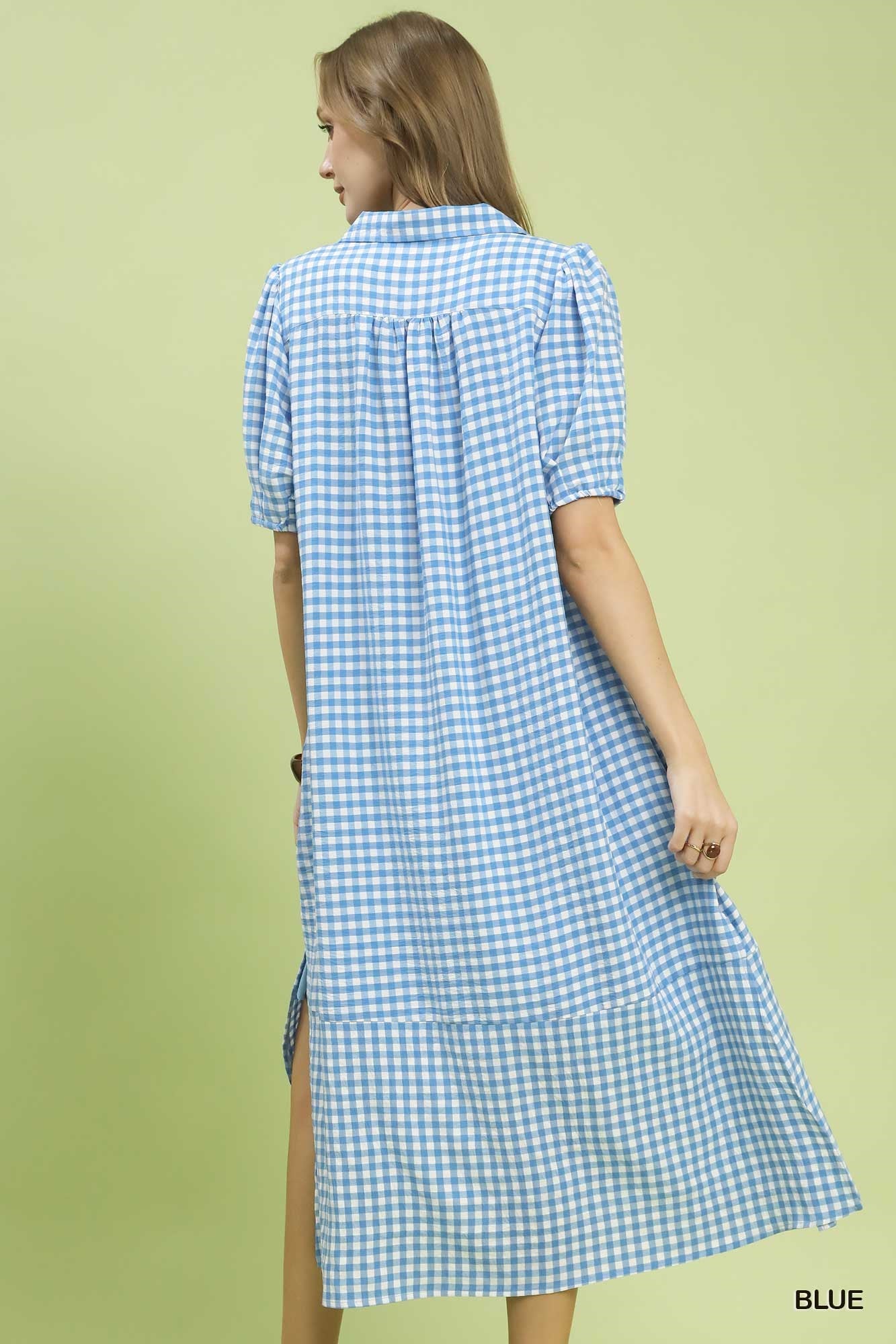 C6338 Gingham Midi Dress