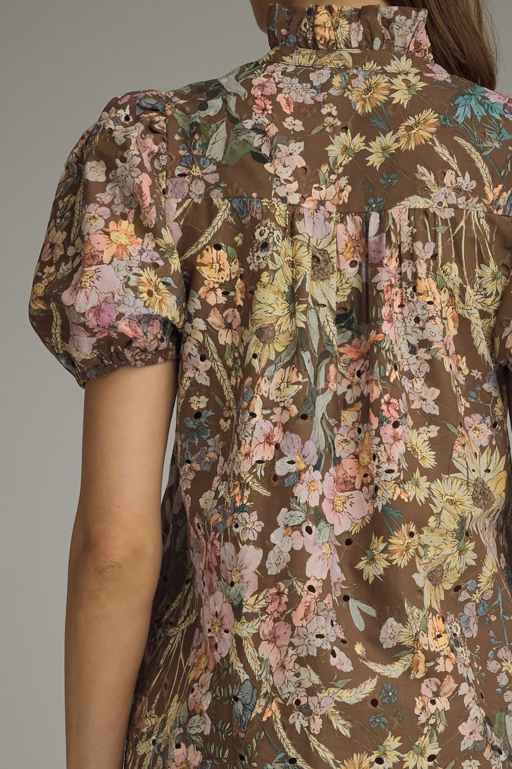 D32053 Floral Eyelet Midi Dress