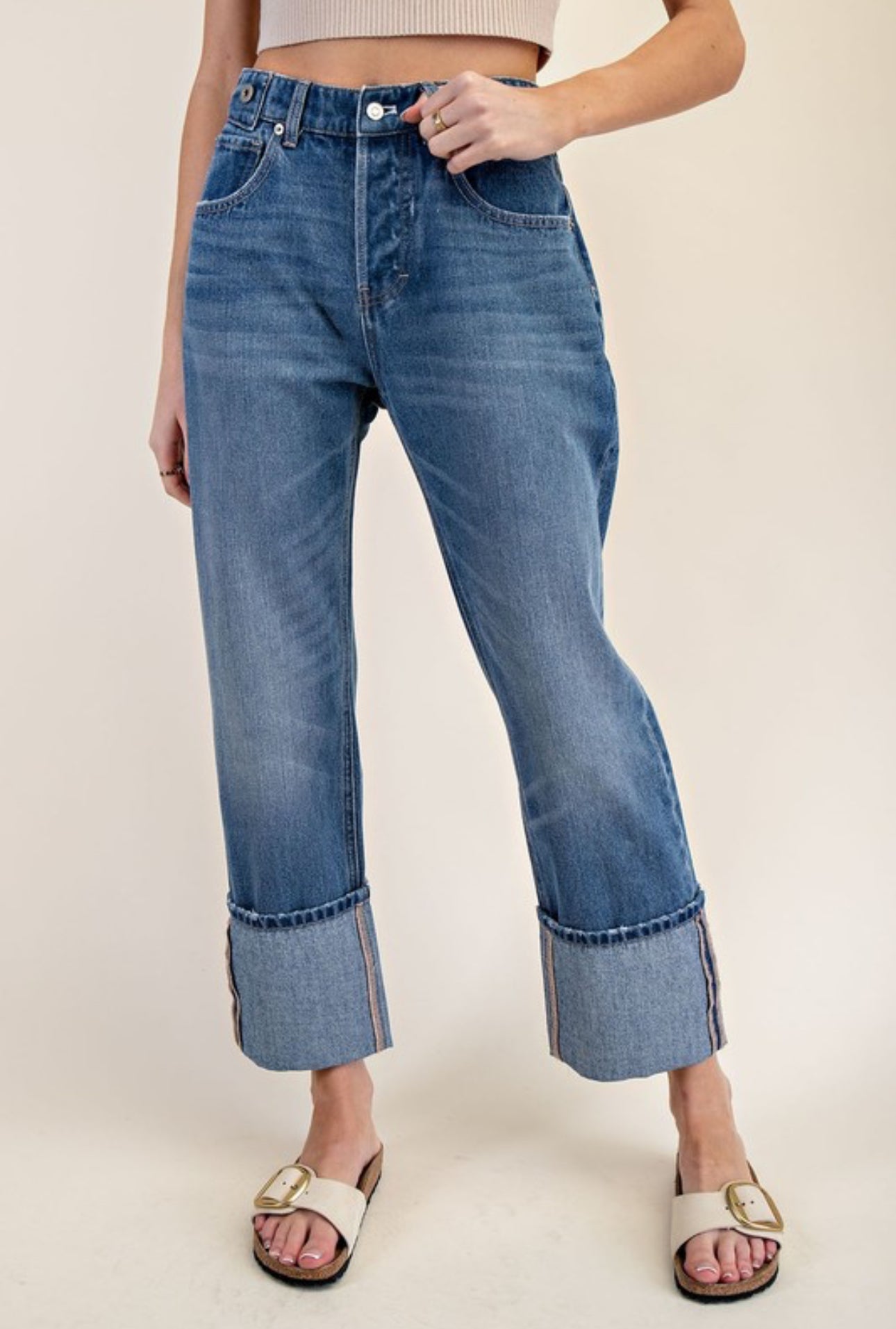 PH12506 Mineral Washed Cuffed Straight Pants
