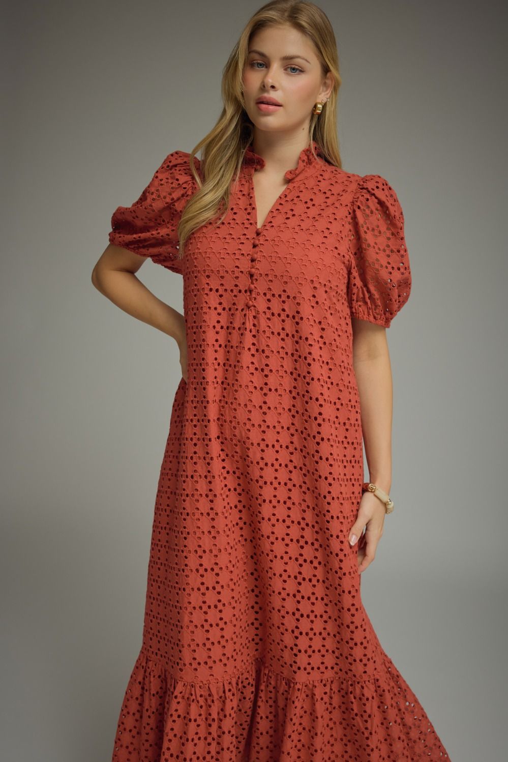 D29377 Eyelet Midi Dress