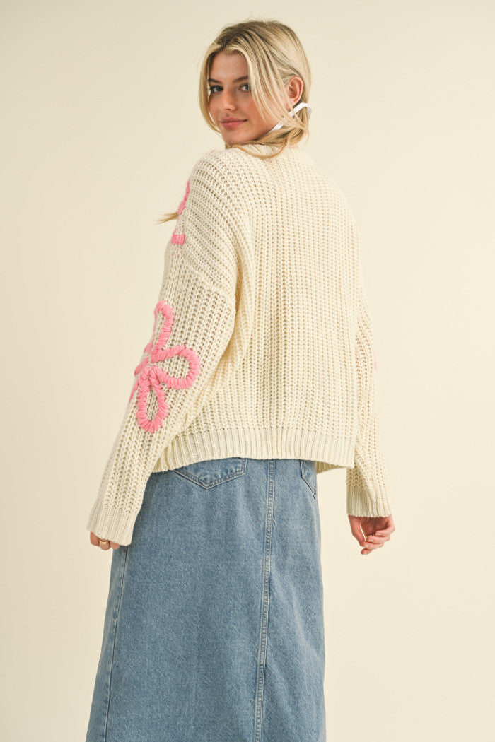 MSW10490 Floral Stitched Sweater