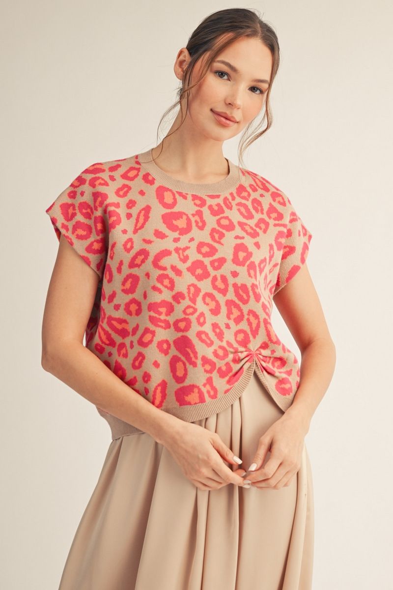 G15760-1-SWEATER Leopard Sweater Top