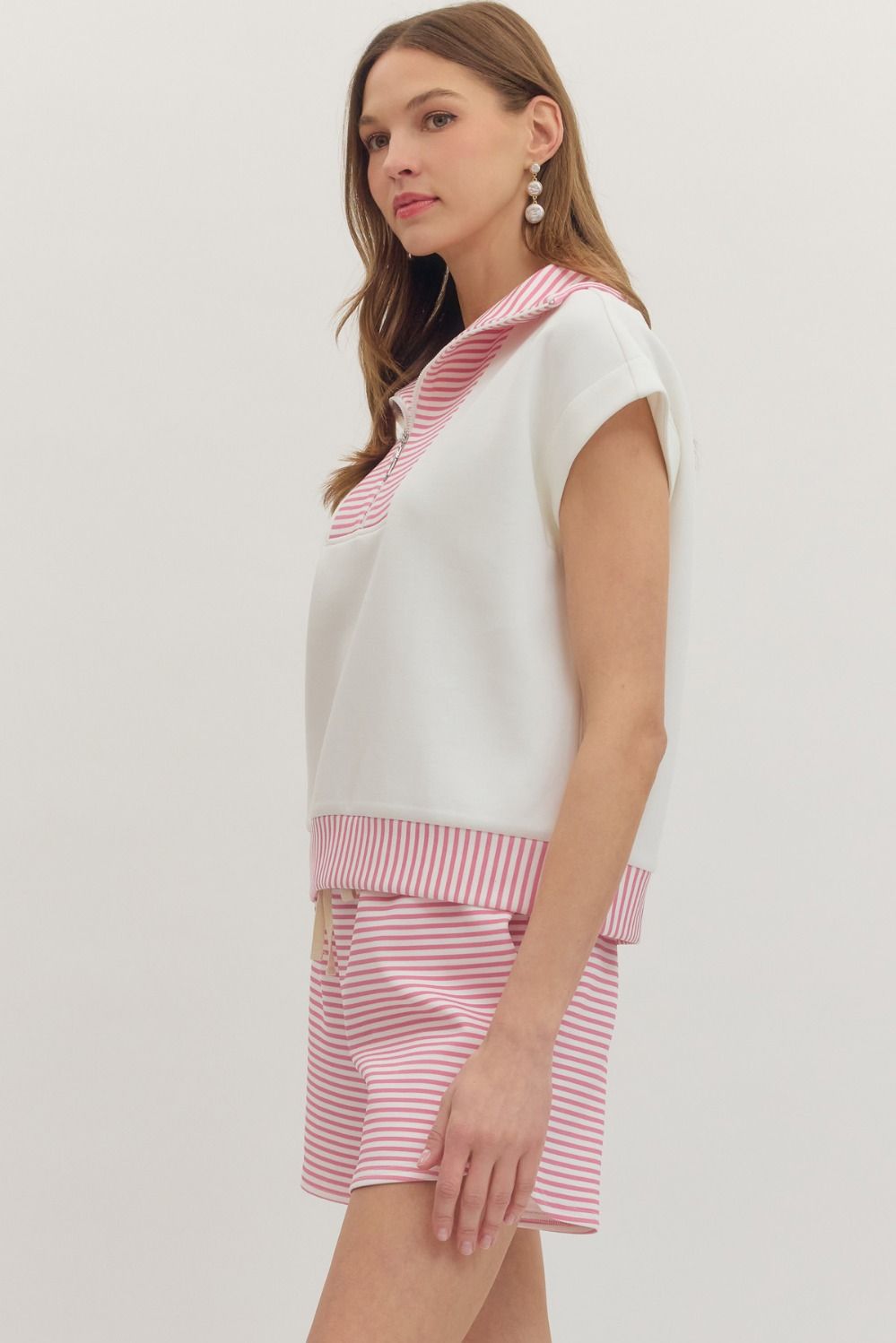 T30997 Striped Cap Sleeve Top