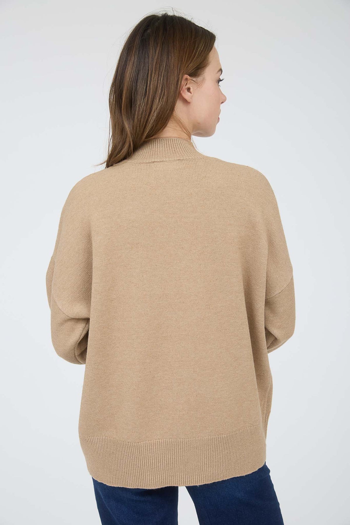 TW1960 Front Seam Mock Neck Sweater