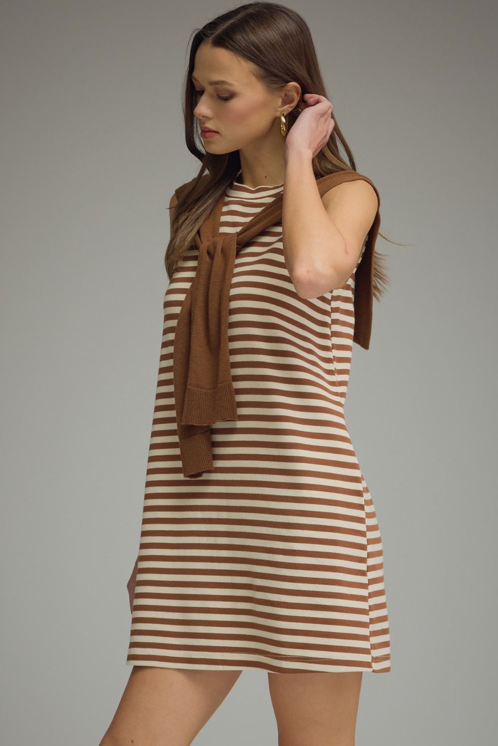 D32703 Sweater Overlay Detail Mini Dress