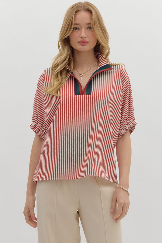 T25970 Stripe Pattern Dolman Top