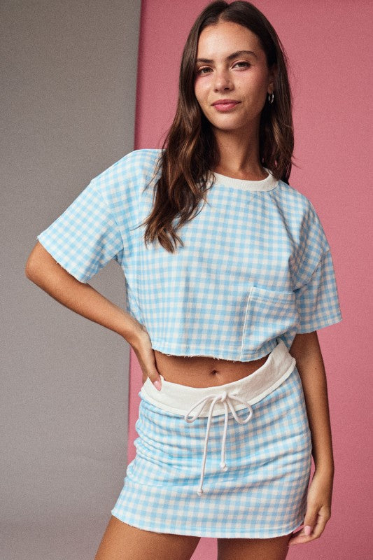 PX17902-4 Gingham Cropped Skort Set