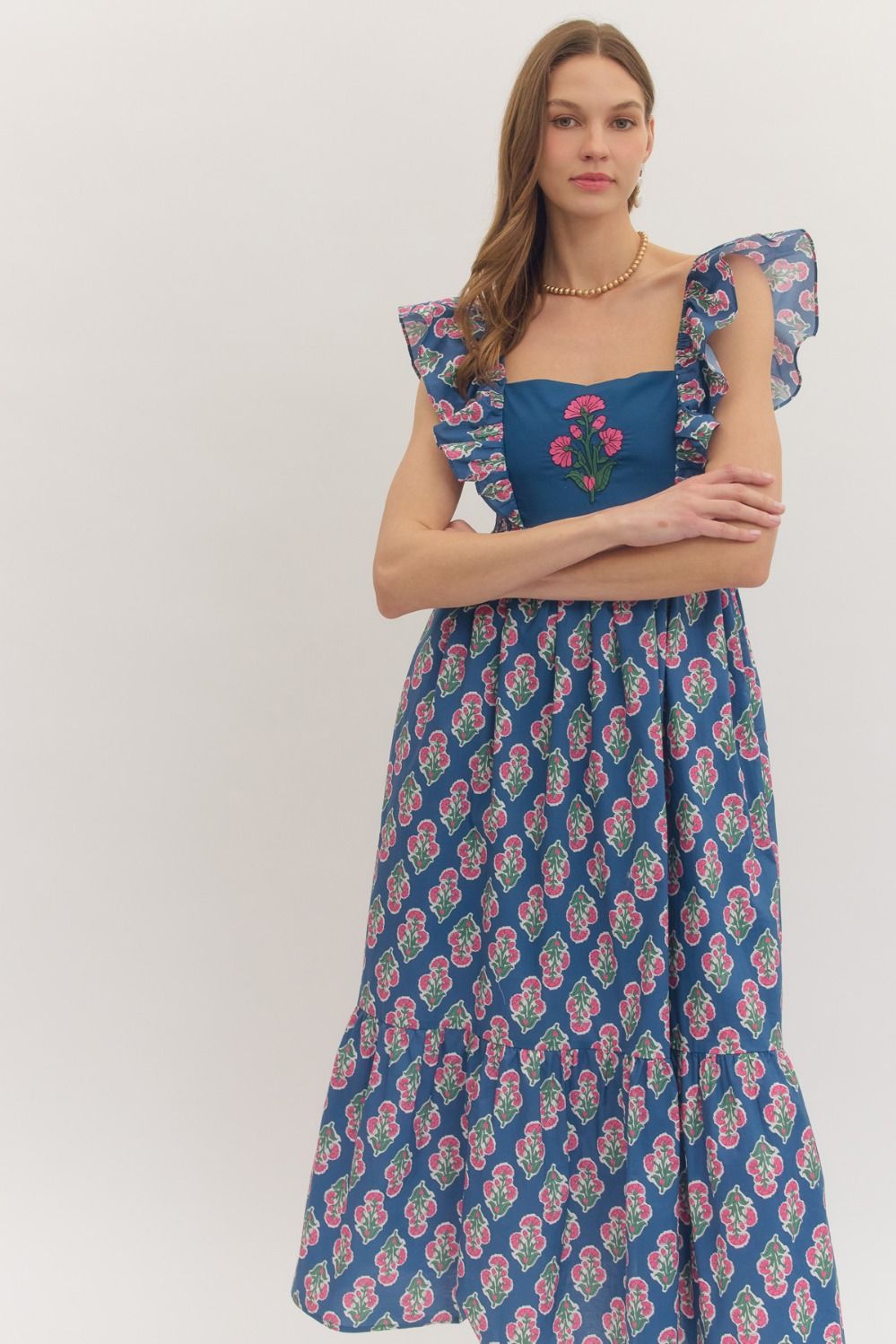 D29327 Botanical Print Midi Dress