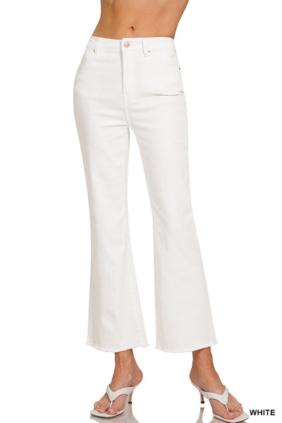 DMP-1847A High Waisted Frayed Hem Pants